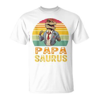 Grandpa Papasaurus T-Rex Dinosaur Fathers Days Family T-Shirt - Seseable