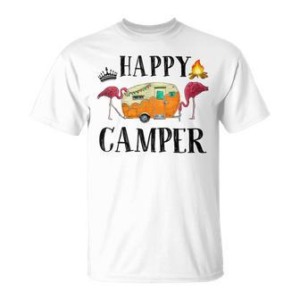 Happy Camper Flamingo Toddler Baby Girl Camping T-Shirt - Seseable