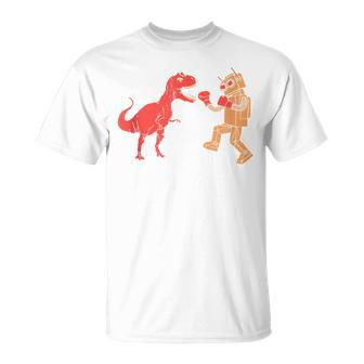 Red Dino Orange Geek Vintage Boxing Tri Black Charcoal T-Shirt - Monsterry