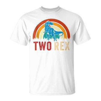 Two Rex Retro Vintage Dinausor 2 Year Old Trex T-Shirt - Monsterry