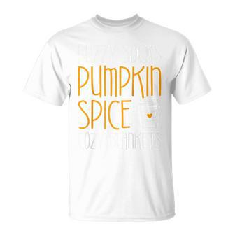 Fuzzy Socks Pumpkin Spice Cozy Blankets Fall Season T-Shirt - Monsterry