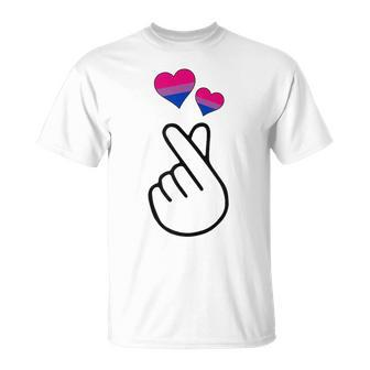 Gay Pride Month Lgbtq Bisexual Korean Finger Heart Love Kpop T-Shirt - Monsterry
