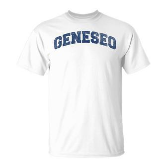 Geneseo New York Varsity Style Vintage Grey T-Shirt - Monsterry AU