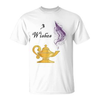 Genie Lamp 3 Wishes Jinni Graphic With Sayings T-Shirt - Monsterry DE