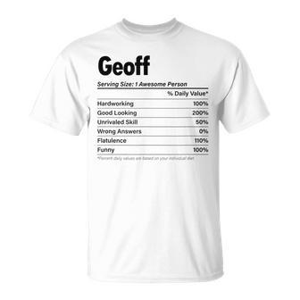 Geoff Nutrition Facts Name Definition Graphic T-Shirt - Seseable