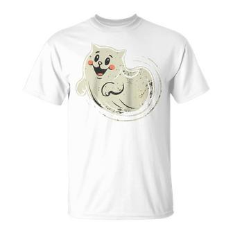 Ghost Vintage Meow Cat Ghost T-Shirt - Monsterry