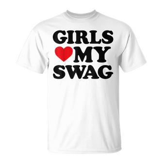 Girls Heart My Swag Girls Love My Swag Valentine's Day Heart T-Shirt | Seseable CA