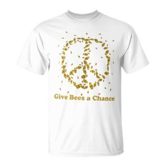 Give Bees A Chance Peace Sign T-Shirt - Monsterry