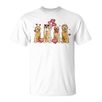 Golden Retriever Valentine's Day Hearts Cute Dog Mom T-Shirt - Thegiftio