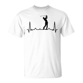 Golfspieler-Herzschlag-Motiv T-Shirt, Weiß für Golffans - Seseable