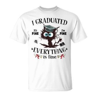I Graduated Graduate Class 2024 Black Cat Graduation T-Shirt - Seseable