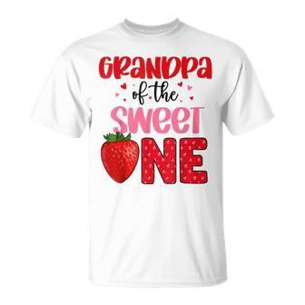 Grandpa Of The Sweet One Strawberry Birthday Family Party T-Shirt - Thegiftio