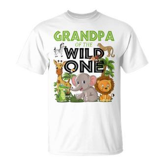 Grandpa Of The Wild One Birthday 1St Safari Jungle Family T-Shirt - Thegiftio
