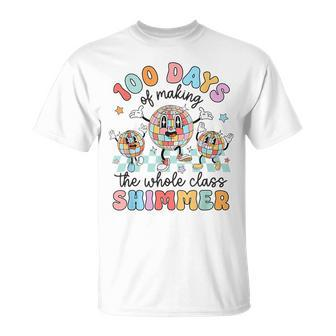 Groovy 100 Days Of Making Whole Class Shimmer Disco Ball T-Shirt - Monsterry