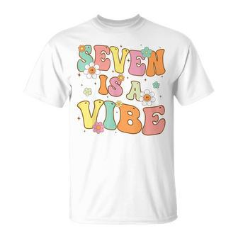 Groovy 7Th Birthday Seven Is A Vibe 7 Year Old Girls Boys T-Shirt - Monsterry UK