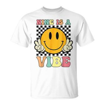 Groovy 9 Year Old 9Th Birthday Is A Vibe T-Shirt - Monsterry