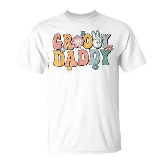 Groovy Daddy Retro Dad Matching Family 1St Birthday Party T-Shirt | Mazezy