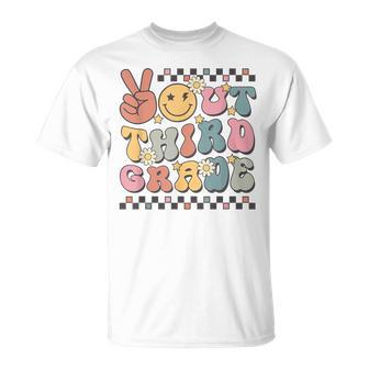 Groovy Last Day Of School 3Rd Grade Peace Out Third Grade T-Shirt - Seseable