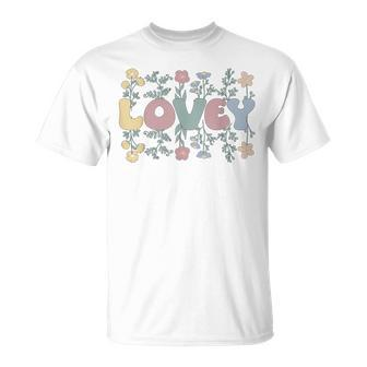 Groovy Lovey Grandmother Flowers Lovey Grandma T-Shirt - Thegiftio