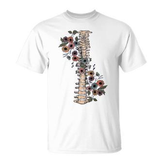 Grow Through It Floral Spine Mental Health Awareness On Back T-Shirt - Monsterry