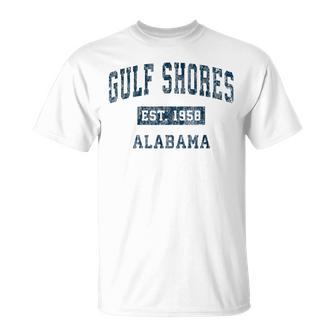 Gulf Shores Alabama Al Vintage Sports Navy Print T-Shirt - Monsterry DE