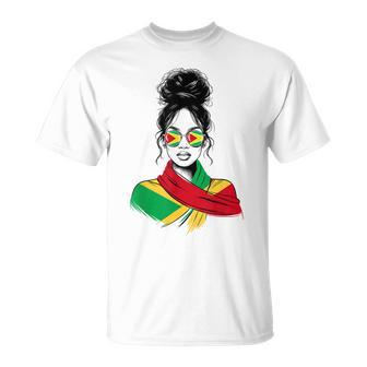 Guyana Messy Bun Proud Patriotic Guyanese Ns Women's T-Shirt - Seseable