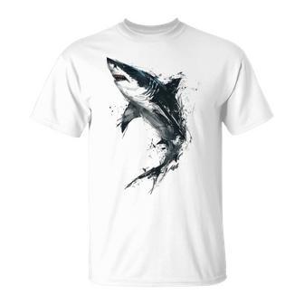 Hai Malerei Kunst Abstrakte Tierzeichnung Grafik Hai T-Shirt - Geschenkecke