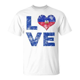 Haiti Vintage Love Heart Flag Haitian Flag Day T-Shirt - Monsterry