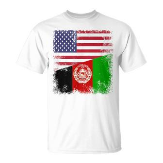 Half Afghan Flag Vintage Afghanistan Usa T-Shirt - Monsterry UK