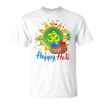Happy Festival Of Colors Happy Holi Om Hindu Indian T-Shirt | Mazezy UK