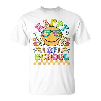 Happy Last Day Of School Groovy Smile Face Teacher Student T-Shirt - Seseable
