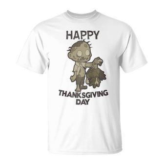 Happy Thanksgiving Day Zombie T-Shirt - Monsterry