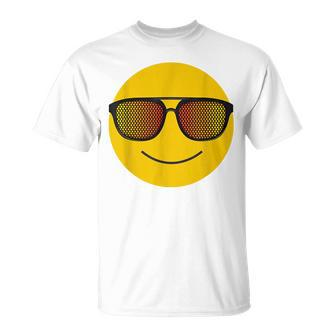 Happy Yellow Cartoon Face Party Sunglass Glasses T-Shirt - Monsterry