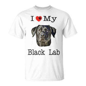 I Heart Love My Black Lab Portrait Of Labrador Face T-Shirt - Monsterry AU