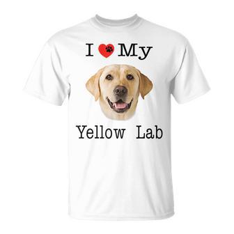 I Heart Love My Yellow Lab Portrait Of Labrador Face T-Shirt - Monsterry AU