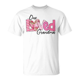 Heart One Loved Grandma Family Valentine's Day Womens T-Shirt - Monsterry