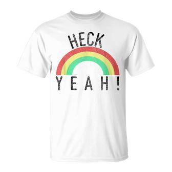 Heck Yeah Retro Style Rainbow Distressed T-Shirt - Monsterry DE