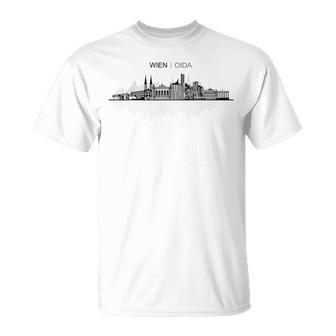 Herren T-Shirt Wien Skyline, Bedrucktes Shirt für Männer – Weiß - Seseable