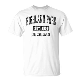 Highland Park Michigan Mi Vintage Sports Black T-Shirt - Monsterry CA