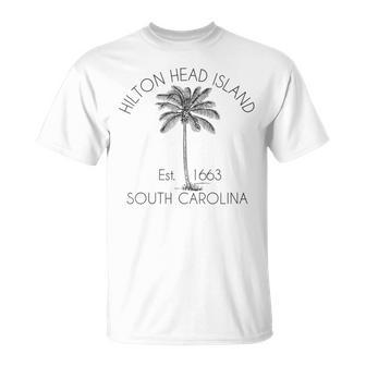 Hilton Head Island Beach Palm Tree Illustration T-Shirt - Monsterry UK