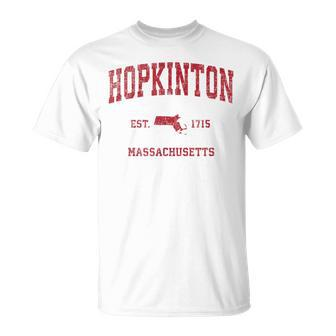 Hopkinton Massachusetts Ma Vintage Sports Red Print T-Shirt - Monsterry AU
