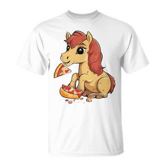 Horse Eating Pizza Pizza Party Italian Food T-Shirt - Monsterry CA