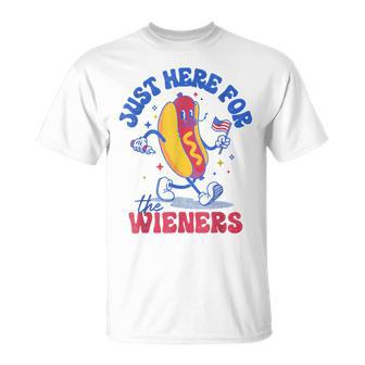 Hot Dog I'm Just Here For The Wieners Fourth Of July T-Shirt - Monsterry