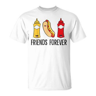 Hot Dog Mustard Ketchup Friends Forever Cute Hotdog T-Shirt - Monsterry