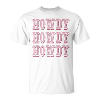 Howdy Preppy Pink Rodeo Western Country Southern Cowgirl T-Shirt - Thegiftio UK