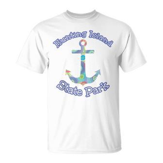 Hunting Island State Park Nautical Beach Boho Paisley Anchor T-Shirt - Monsterry