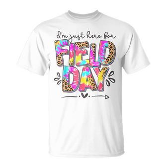 I'm Just Here For Field Day Leopard Tie Dye Happy Field Day T-Shirt - Seseable
