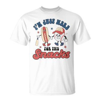 I'm Just Here For The Snacks Baseball 4Th Of July Hot Dog T-Shirt | Mazezy UK