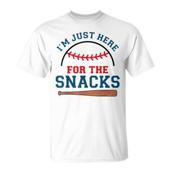 I'm Just Here For The Snacks Baseball Season Softball T-Shirt - Seseable