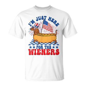 I'm Just Here For Wieners Dachshund Dog Hotdog 4Th Of July T-Shirt - Monsterry UK